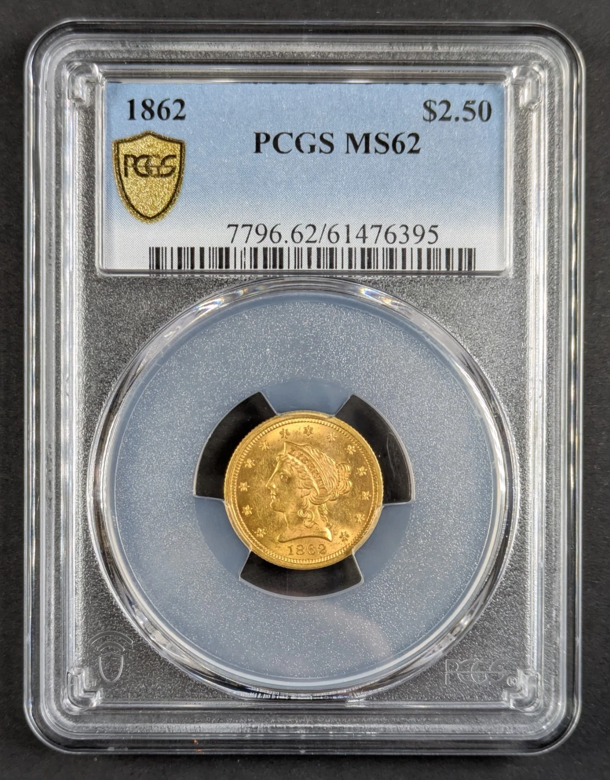 1862 Liberty Gold Quarter Eagle PCGS MS62