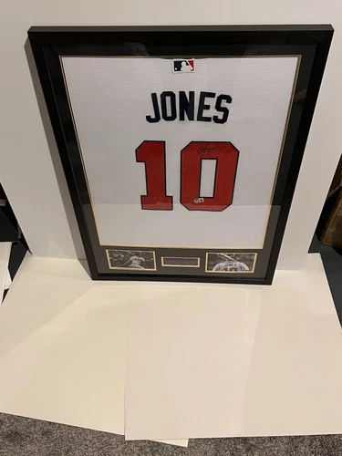 Chipper Jones Autographed Framed MLB Jersey Atlanta Braves Beckett