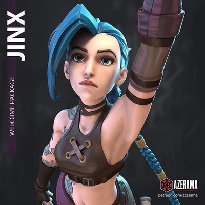 Jinx Collectible Figure: League of Legends Resin Art (Hand-Painted, 30cm)