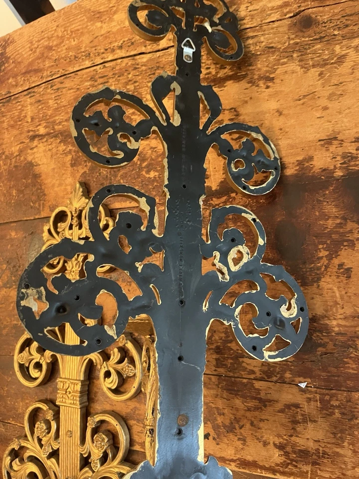 "Aplique de pared vintage HOMCO dorado ornamentado flor candelabro cónico 21""" Foto 4 de 4