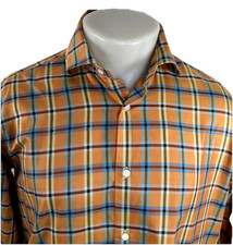 LUCIANO BARBERA -Made in Italy Plaid Checked Mens Medium Button Up Shirt