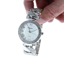 39.4mm Black Finish Women's Quartz Watch Rhinestone Blin Hip Hop Geneva