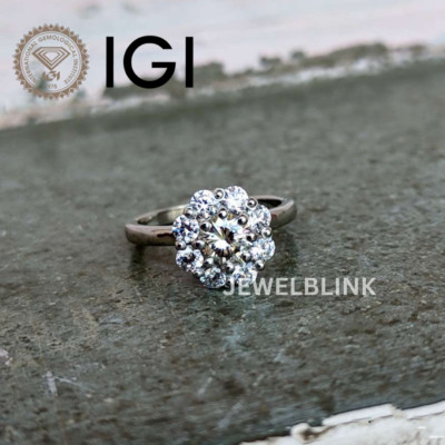 D VS1 1 Carat Round CVD Lab Grown Diamond Engagement & Wedding Ring in 14K Gold