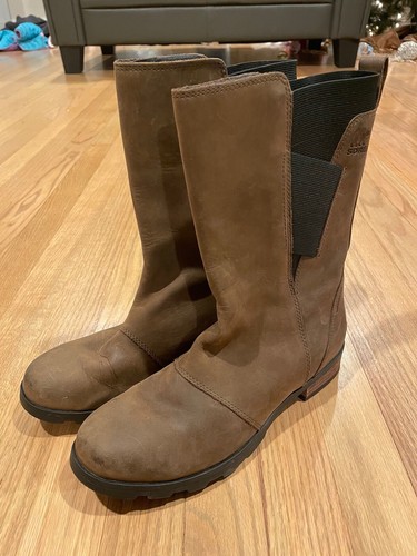 Sorel Emeline Mid Boots Brown Leather SZ 9 - Picture 3 of 5