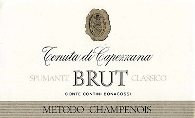 Wine Label Spumante Brut Classico Tenuta di Capezzana Bonacossi 5 W X 3 H Italy