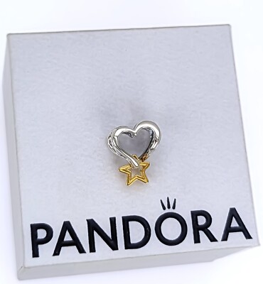 New 100% Authentic PANDORA Gold Silver My Lucky Star & Heart Charm