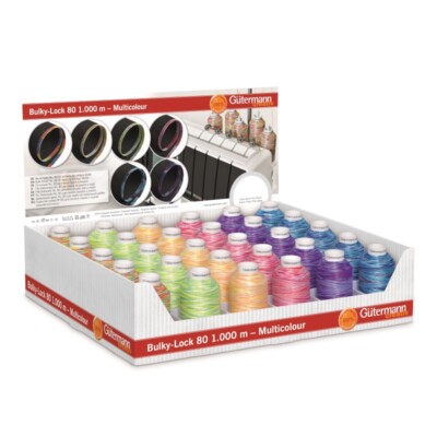 Gütermann Display Bulky-Lock No.80 Multicolour 6 Farben/ 30 x1000 m Overlockgarn