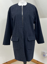 Paraphrase Over Coat Wool Blend Size 14 Grey Fluffy Knee Length 2 X Pockets