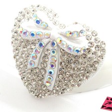New White Enamel Sweet Love Heart Crystal Fashion Women Charm Brooch Pin Gift