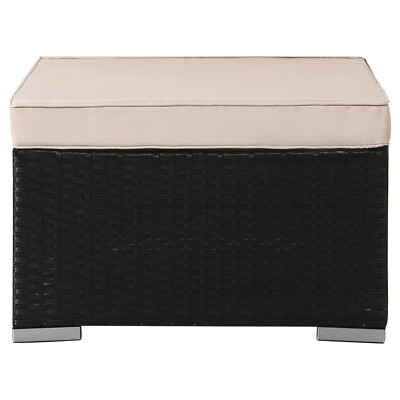 Arebos Polyrattan Hocker, Sitz, Ablage In- & Outdoor geeignet inkl. Sitzkissen