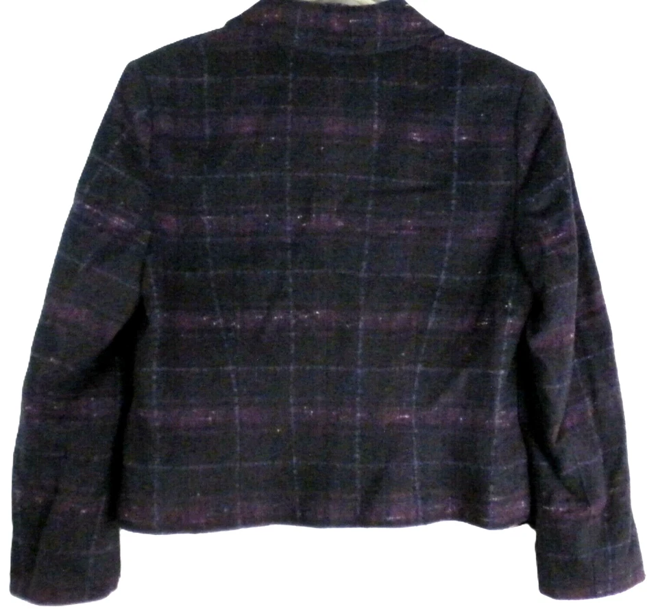 NUEVO CON ETIQUETAS~ Chaqueta Suéter a Cuadros Púrpura Multicolor Para Mujer Petite Sophisticate Talla 12 Foto 3 de 4