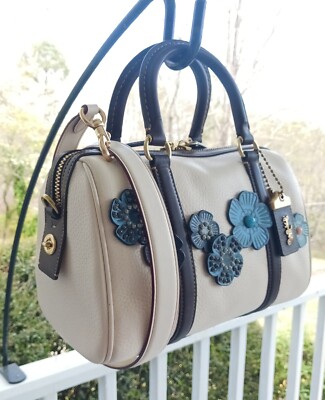 Coach C8530 SMALL Cream Ruby Satchel 25 in Colorblock w/Custom Tea