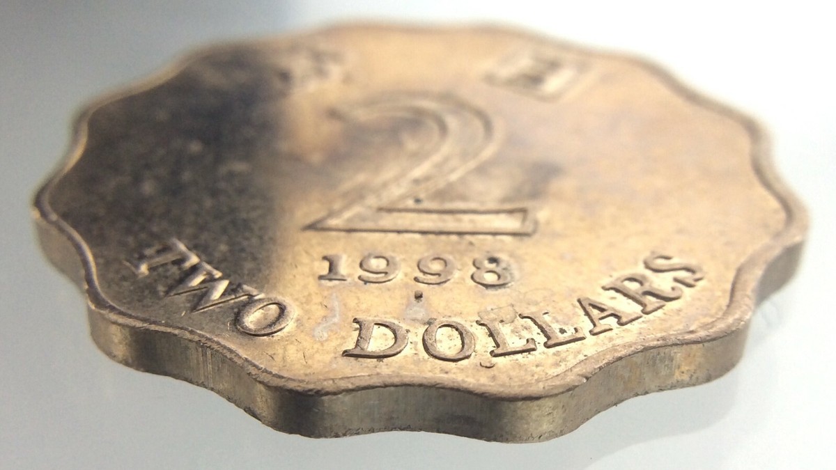 1998 Hong Kong 2 Dollars Coin KM 64 Copper Nickel Scalloped