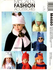 McCalls MP297 Childrens Fleece Hats Scarves Mittens Sewing Pattern Uncut  