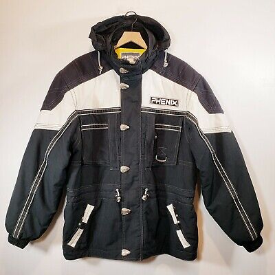 90's PHENIX Men's (XL) Ski Jacket w/ Packable Hood! Black/ White EUC! ULTRA  RARE | eBay