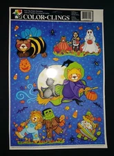 2004 Halloween Window Clings Unused Dressed Up Bears Paper Magic NOC