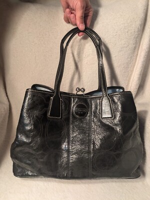 COACH Black Patent Leather F15658 Handbag