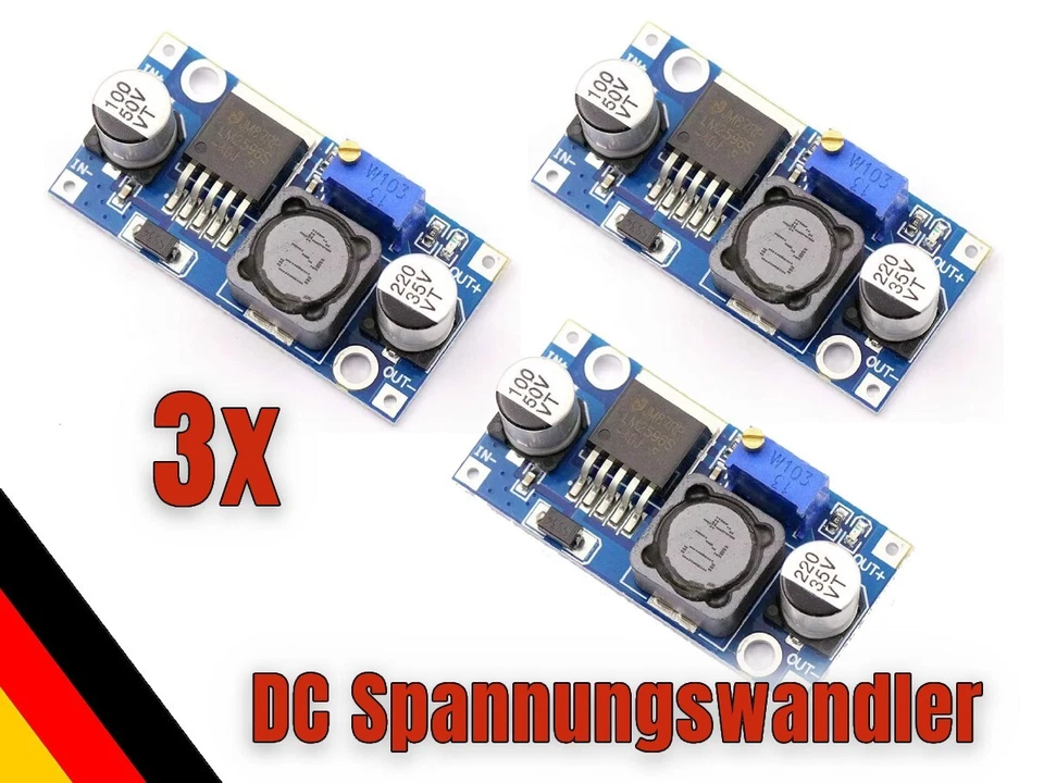 3D-SCALE 3x LM2596S-ADJ DC-DC Step-Down Spannungsregler-Modul 3-40V, 3A - Versand aus DE