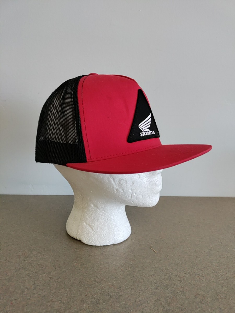 Honda FX Triangle Patch Trucker Hat Cap Snap Back Mesh Red Black
