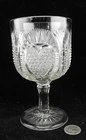 ANTIQUE EAPG PRESSED GLASS GOBLET  RAYED HEART PATTERN  ( ORIGINAL NOT ROM  )