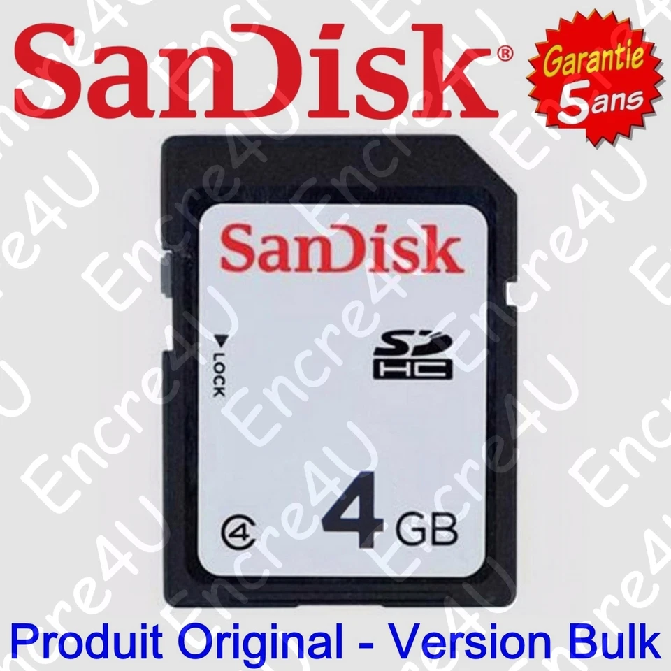 Carte Mémoire SANDISK SD 4 8 16 32 ou 64 Go Gb Giga - Vente aussi d'accessoires - Photo 1/1