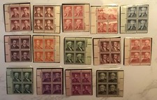 US SCOTT #1052 1958 LOT OF 14 FAMOUS AMERICAN MNH BLOCKS 