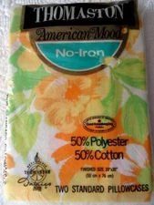 Vintage Thomaston American Mood Pillowcase Set Hippie Lime Green-Orange-Yellow