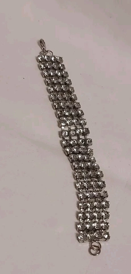 Kristall-Strass Armband Vintage Brasselet Voll bewegliches Silberfarbig - Bild 2 von 4