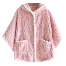 Sherpa Women Flannel Coral Fleece Cloak Nightwear Tops Sleepwear Cape Hooded