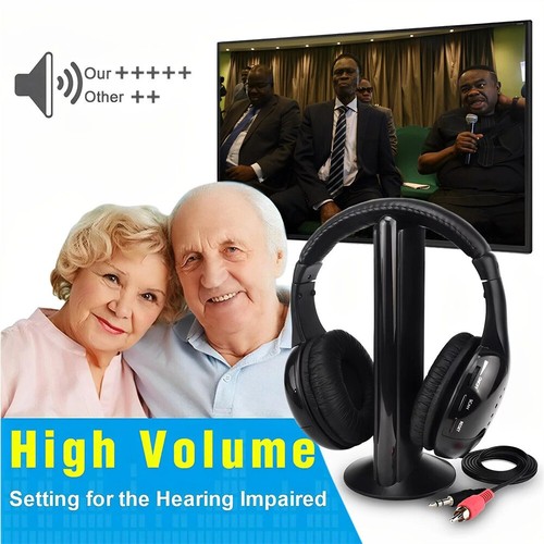 5 in 1 Cordless Headphones Wireless Earphone FM Radio TV Headset Wired Headphon - Picture 3 of 17