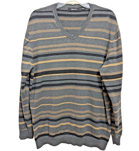 Pull Col V Claiborne Pour Homme - Taille XL, Coton Rayé Multicolore, Occasion