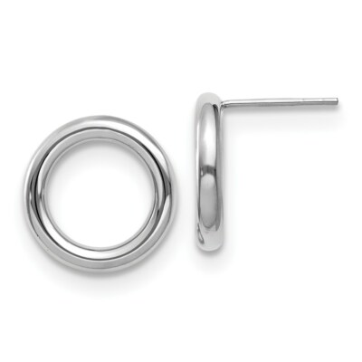 Real 14kt White Gold Polished Circle Post Earrings
