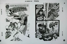 Original Production Art ADVENTURES OF SUPERMAN #502 cover & pg 1, TOM GRUMMETT