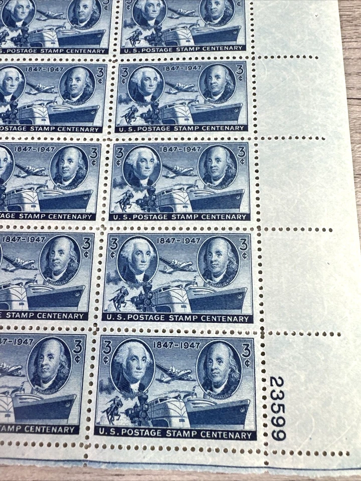 #947 US Stamp - 1947 Postage Stamp Centenary - 50 Stamp Sheet MNH 23599 - Image 2 of 4