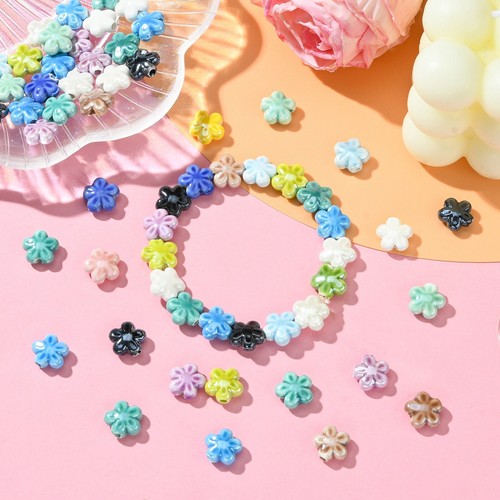 60pcs Porcelain Flower Beads Cute Floral Beads Flower Shaped Beads for Jewelry - Picture 3 of 5