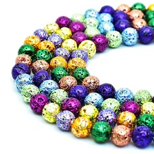 6mm/8mm/10mm Multi-color Natural Lava Stone Beads Necklace Bracelet DIY Making