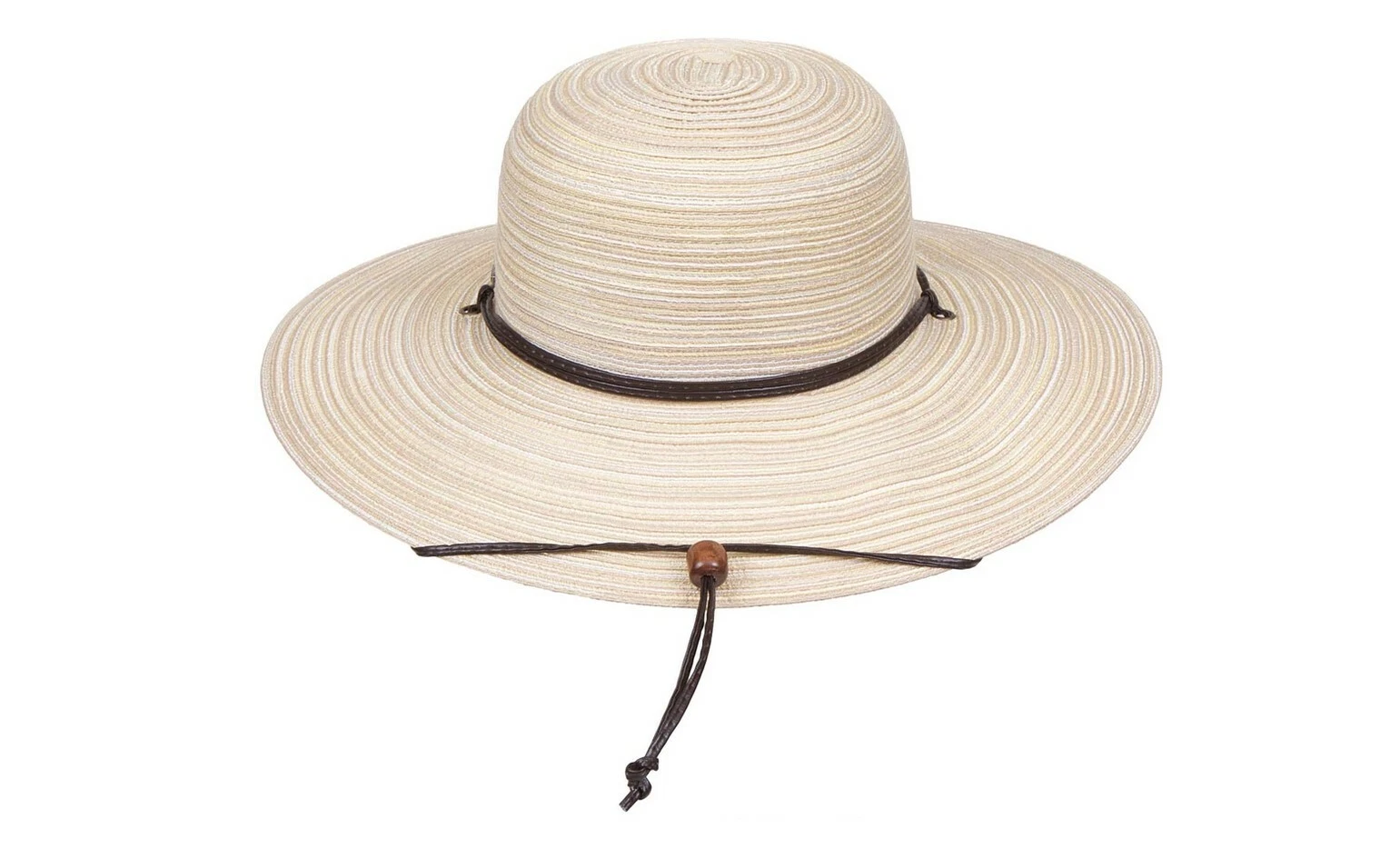 Tan Striped P314-C Pearl Accent Sun Hat UPF 50+ Protection Medium