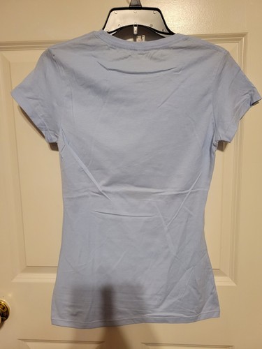 Women's/Junior's Light Blue Large Baby T-Shirt. Las Vegas Themed Slim Fit. NWOT - Picture 2 of 3
