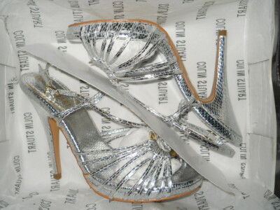 Victoria's Secret Colin Stuart Silver Strappy Sandal 5'' High Heel Shoe Sz 8 NIB
