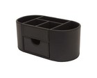OSCO Black Faux Leather Desk Organiser with Drawer | Desk Tidy | Pen Holder | Ma