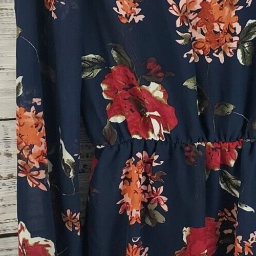 Vestido Lulus Mujer Pequeño Azul Marino Bonito Pretendiente Estampado Floral Cuello en V - Imagen 10 de 10
