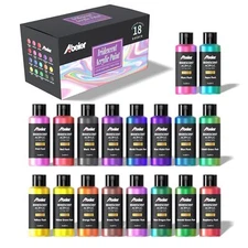 Iridescent Acrylic Paint, Set of 18 Chameleon Colors, 2 oz/60ml Bottles, Colo...