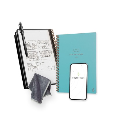 Rocketbook Core Reusable Spiral Notebook Executive Size 6x8.8 Teal Dotted