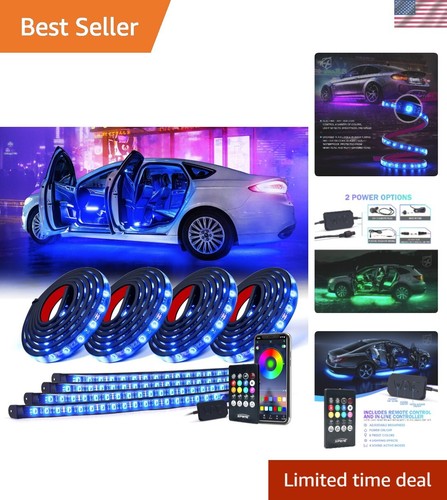 8Pcs Car RGB LED Strip Lights, Exterior Underglow & Interior Bluetooth Lights... - Picture 1 of 8