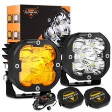 AUXBEAM 3" LED Work Light Cube Pods OffRoad Ditch Lights White Amber+Black Cover