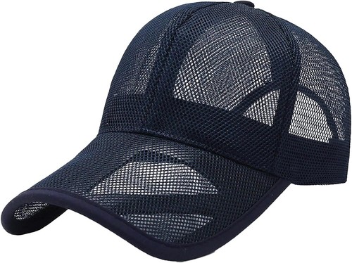 Men Women Summer Mesh Baseball Cap Adjustable Breathable Medium-Large, Blue