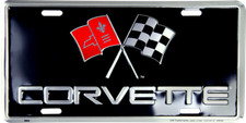 Corvette License Plate Metal Chevrolet Sign Embossed Car Auto Tag Racing Flags