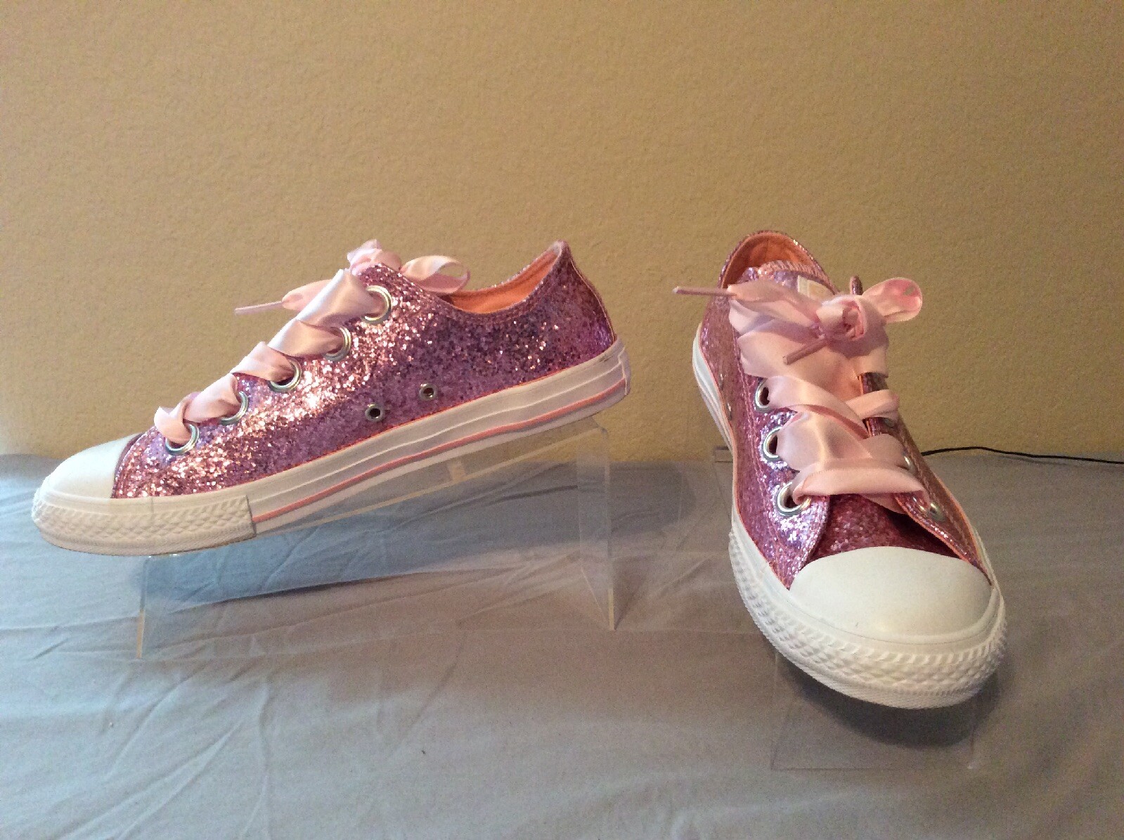 black & purple all star glitter ox trainers