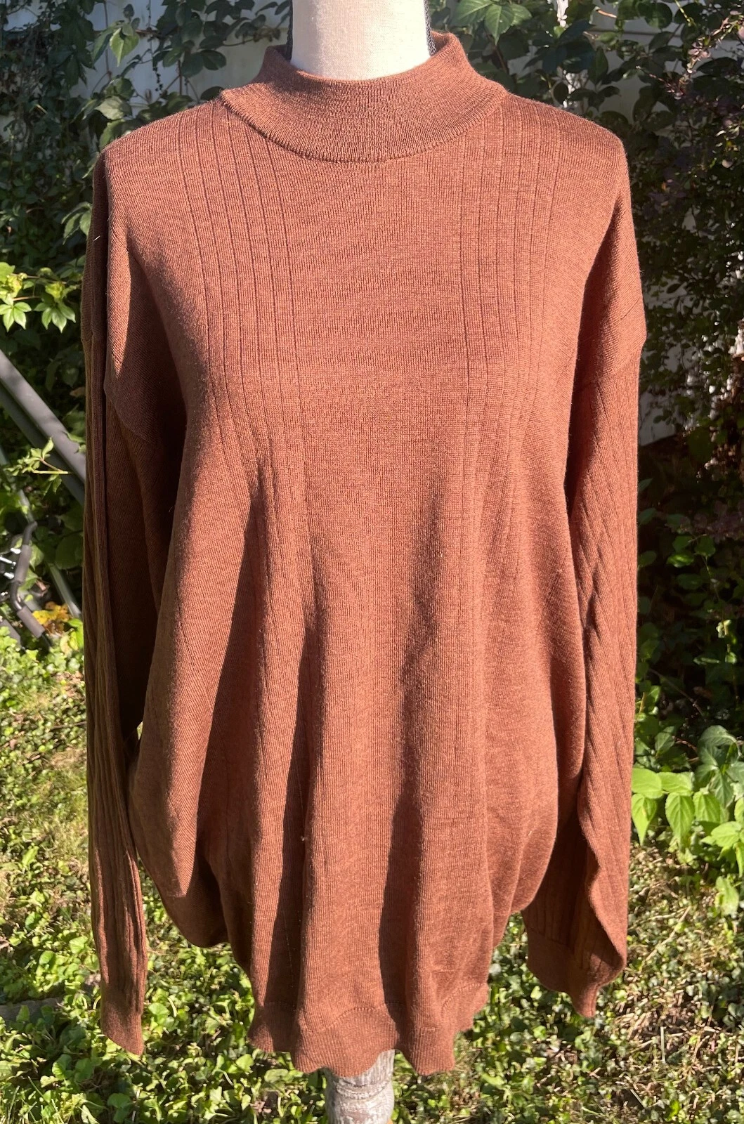 Vintage 1970's Men's Brown D’Avila Italy Merino Wool Long Sleeve Sweater Large