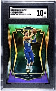 2020-21 Panini Select LaMelo Ball Premier Green White Purple Prizm #183 - SGC 10